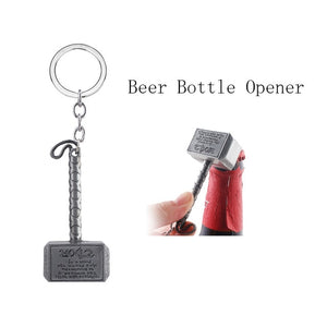 RJ The Avengers 4 Thor Hammer Metal Keychains The Dark World Weapon Iron Man Keyring For Women Movie Fans Jewelry Accessories