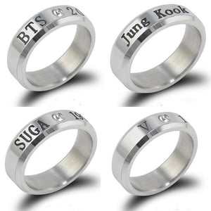 New Style BTS Bulletproof Boys Related Products Titanium Steel Ring Stainless Steel Collective Personal Rings Necklace