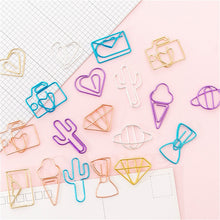 Load image into Gallery viewer, GJCrafts 10pcs/lot Creative Cute Paper Clips Envelope Cactus Paper Clip Metal Bookmark Decorative File Memo Clips Stationery