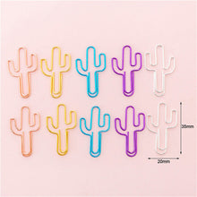 Load image into Gallery viewer, GJCrafts 10pcs/lot Creative Cute Paper Clips Envelope Cactus Paper Clip Metal Bookmark Decorative File Memo Clips Stationery