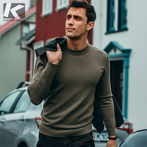 Autumn Men Sweater Solid Black Gray Green White Color Pullovers For Man Casual Slim Clothing New Male Wear Knitwear Tops 8921