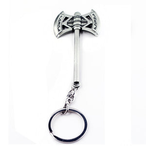 RJ The Avengers 4 Thor Hammer Metal Keychains The Dark World Weapon Iron Man Keyring For Women Movie Fans Jewelry Accessories